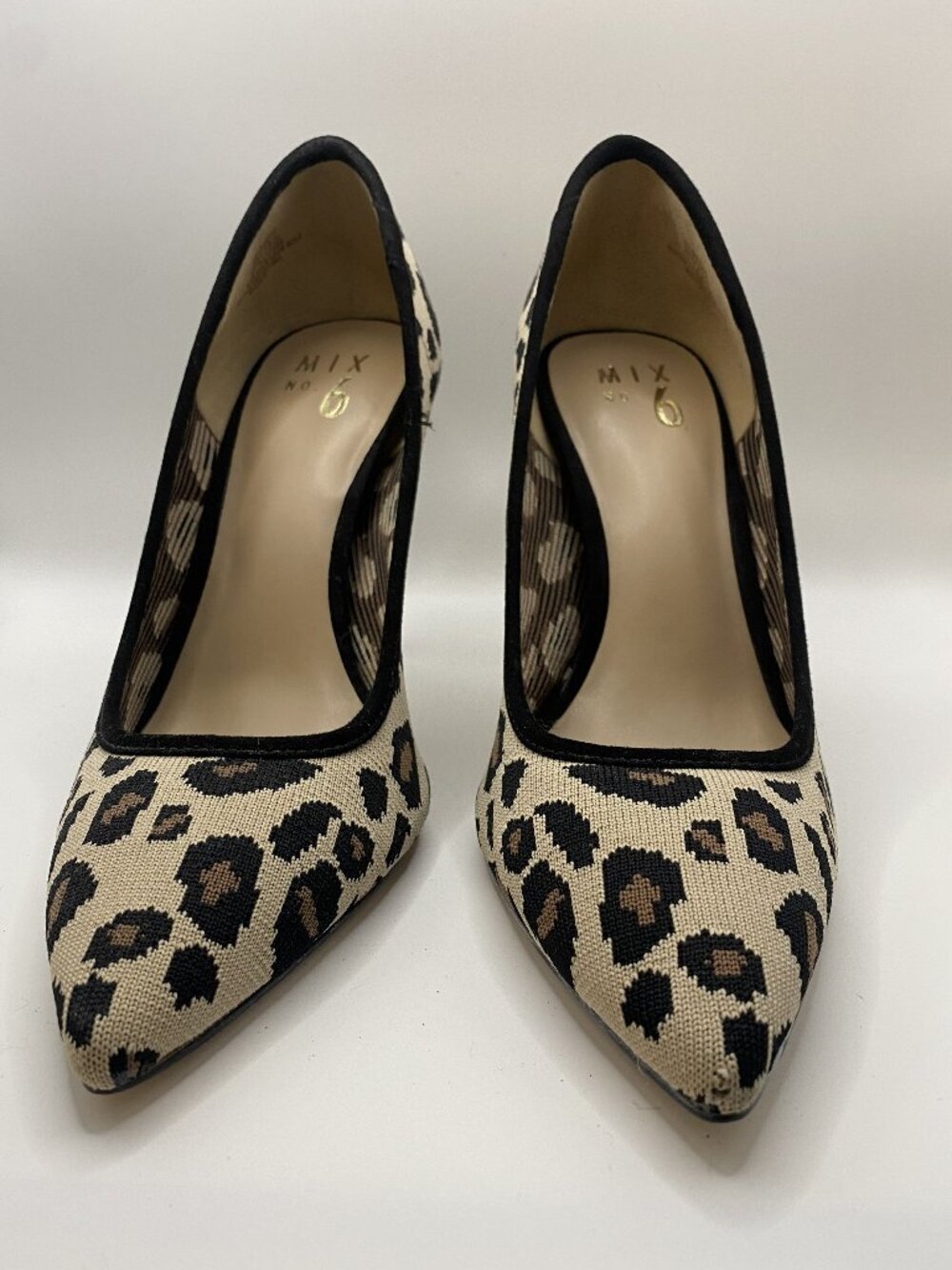Mix No. 6 Tan and Black Leonard Print Knit Pumps Size 8M